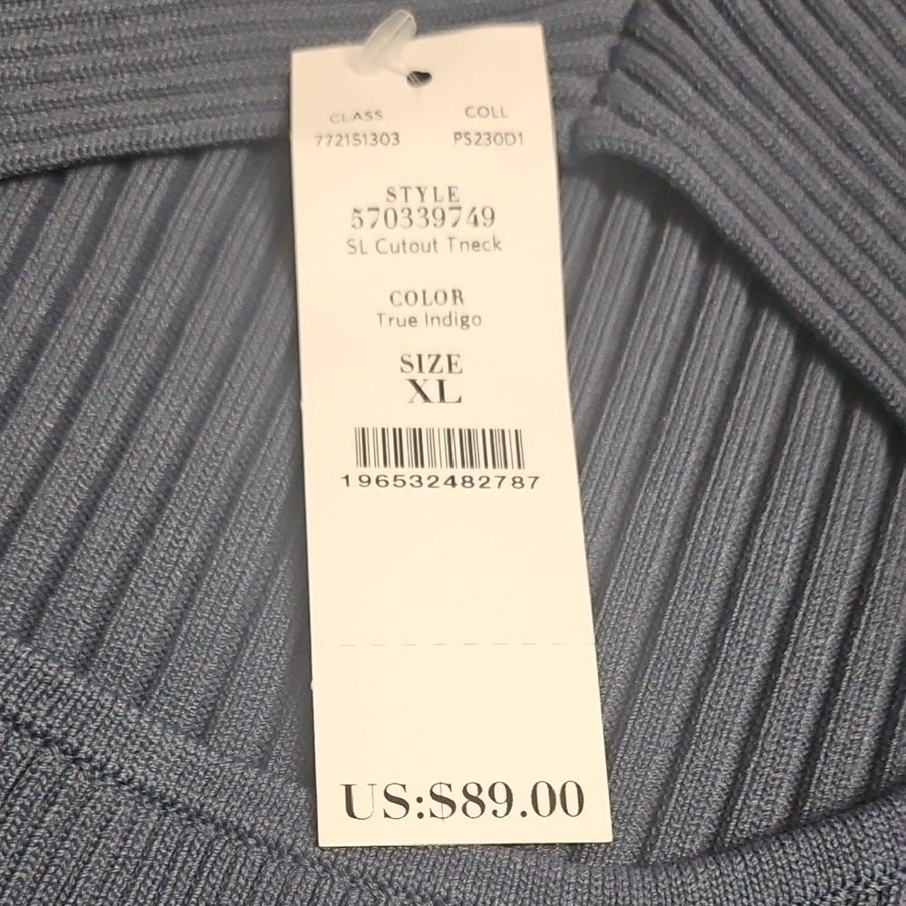 White House Black Market Blue Ribbed Sleeveless Top - Picture 2 of 5